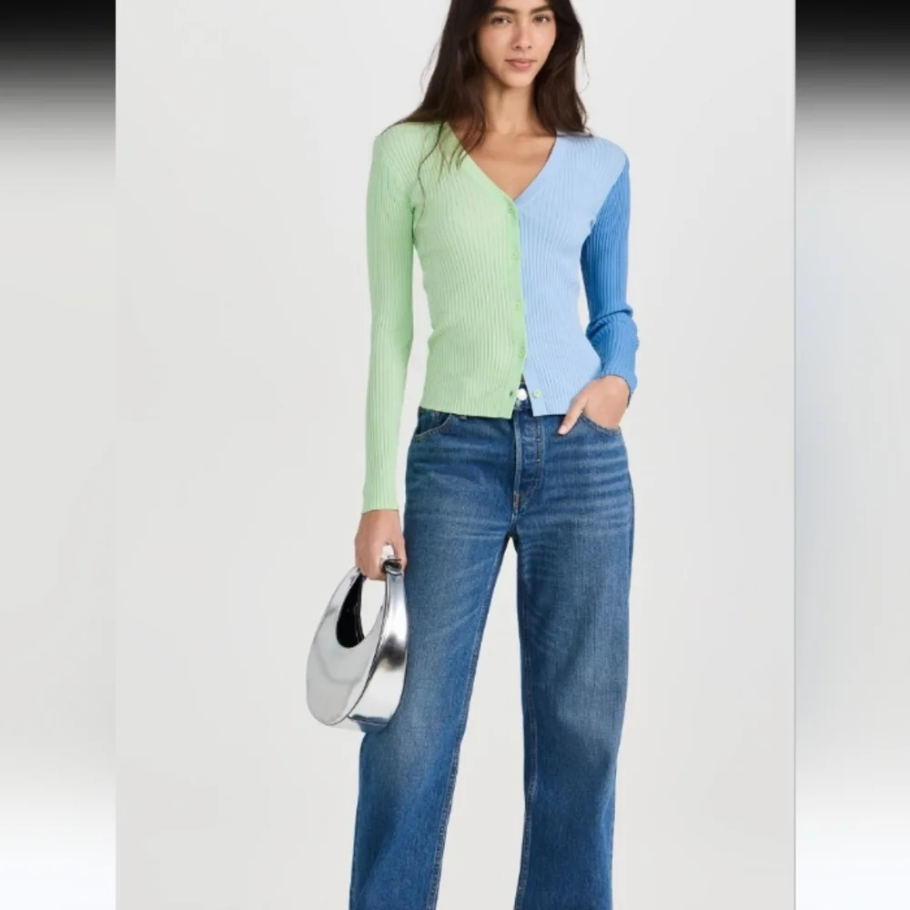 NWT STAUD Colorblock Cardigan Sweater Size L - Picture 5 of 10